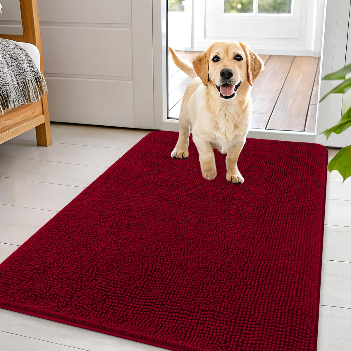 OLANLY Dog Door Mat for Muddy Paws 44x32, Super Absorbent Chenille Mud Mat
