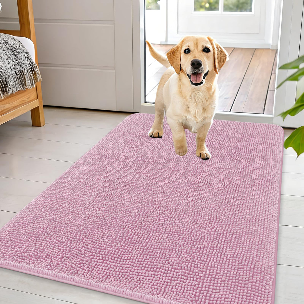 OLANLY Dog Door Mat for Muddy Paws 44x32, Super Absorbent Chenille Mud Mat