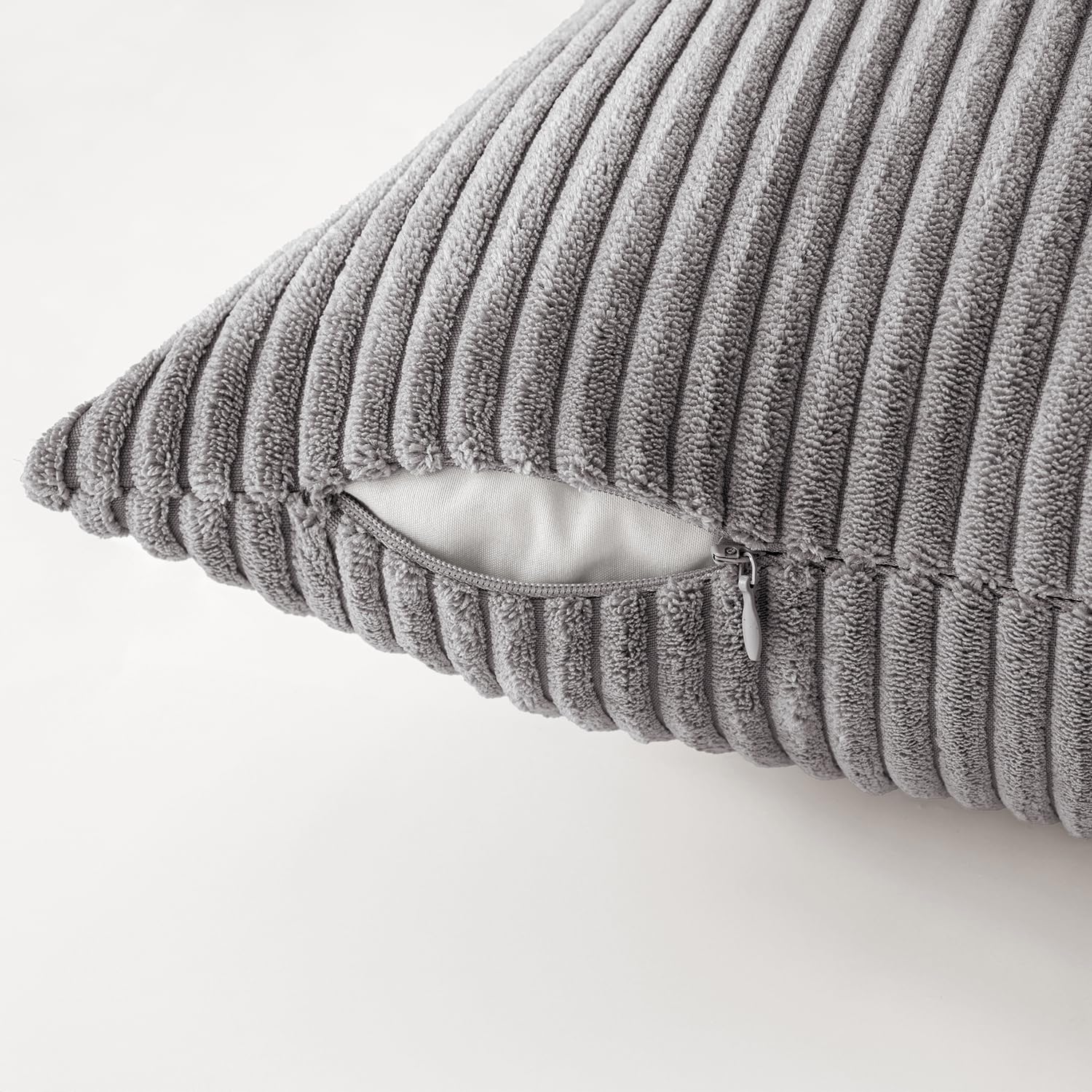 MIULEE Soft Corduroy Decorative Throw Pillow Covers Neutral Grey 18x18