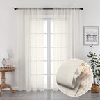 OVZME 2 Panels Ivory Sheer Curtains 72 Inches Length Window Treatment for Kitchen, Elegant Airy Transparent Curtain Draperies Rod Pocket for Kids Living Room, Each 42Wx72L