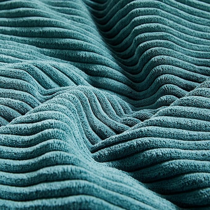 Fancy Homi 2 Packs Teal Euro Decorative Throw Pillow Covers 28x28 Inch for Couch Bed Sofa, Rustic Farmhouse Boho Home Decor, Soft Corss Corduroy Patchwork Textured Square Cushion Case 71x71 cm