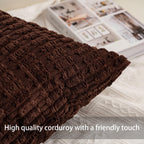 Pack of 2 Corduroy Decorative Throw Pillow Covers 20x20 Inch, Dark Brown
