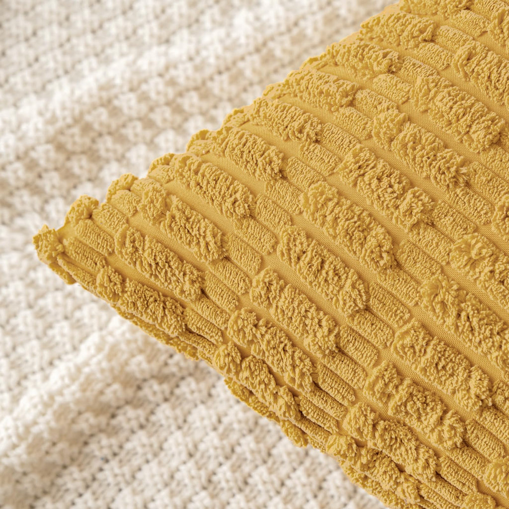 MIULEE Corduroy Decorative Throw Pillow Covers 20x20 Yellow Pack of 2