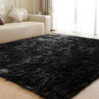 ORINOVA Washable Area Rugs 9x12 Living Room Large Black Faux Sheepskin Shaggy Fur Rug for Nursery Fluffy Rug for Bedroom Rectangle