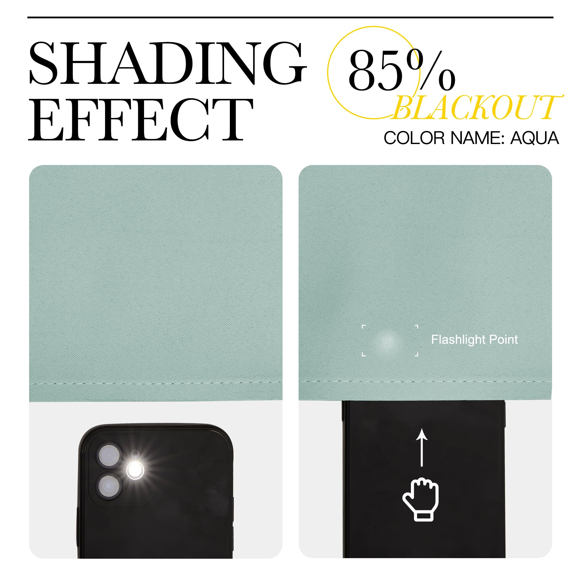 NICETOWN Bedroom Blackout Curtains for Kitchen Window - Window Treatment Thermal Insulated Solid Grommet Sound Reducing for Kitchen/Nursery, Aqua Blue, 2 Panels, W34 x L50