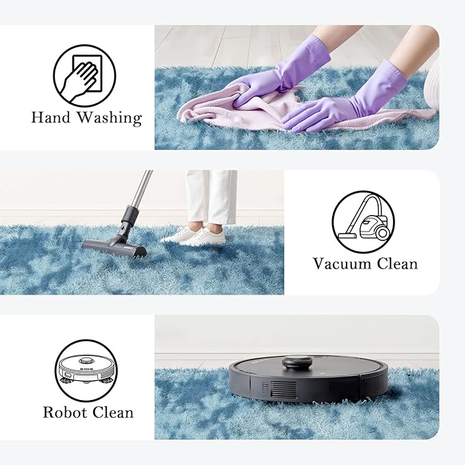 Super Soft Shaggy Area Rugs for Bedroom 4x6 Feet, Shaggy Plush Living Room Shag Furry Floor Rugs, Non-Shedding Indoor Rugs for Living Room Decor(4 x 6, Dark Blue Tie-Dyed)