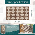 Brown Beige Checkered Entry Rug - 3x5 Non-Slip Washable Indoor Outdoor Front Door Mat Porch Rug Farmhouse Diamond Throw Carpet for Living Room Bedroom Entryway Kitchen Office Fall Porch Decor