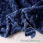 Exclusivo Mezcla Fleece Throw Blanket for Couch and Bed, 50x70 Inches Soft Cozy Jacquard Flannel Blankets, Lightweight Fuzzy Plush Warm Throws for Women, Navy Blue