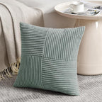 Fancy Homi 2 Packs Grey Blue Euro Decorative Throw Pillow Covers 24x24 Inch for Couch Bed Sofa, Rustic Farmhouse Boho Home Decor, Soft Corss Corduroy Patchwork Accent Big Square Cushion Case 60x60 cm