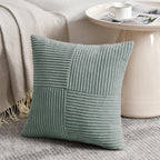 Fancy Homi 2 Packs Grey Blue Decorative Throw Pillow Covers 18x18 Inch for Couch Bed Sofa, Rustic Boho Farmhouse Home Decor, Soft Corss Corduroy Patchwork Textured Square Cushion Case 45x45 cm