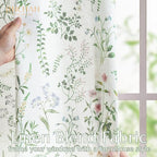 jinchan Floral Linen Blend Curtains for Living Room 63 Inch Length French Country Farmhouse Printed Curtains Sage Green on White Rod Pocket Back Tab Light Filtering Window Drapes 2 Panels