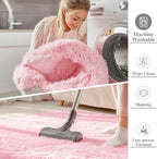 OLANLY 3x5 Machine Washable Small Bedside Rug, Soft Fluffy Shaggy Rugs for Living Room, Bedroom, Indoor Floor Carpet for Kids Girls and Boys, Preppy Dorms, Nursery, Home Decor Aesthetic, Pink