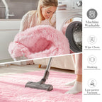 OLANLY 8x10 Machine Washable Large Area Rugs for Living Room, Bedroom, Soft Fluffy Shaggy Bedside Rug, Indoor Floor Carpet for Kids Girls and Boys, Dorms, Nursery, Home Decor Aesthetic, Pink
