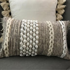 COZYDEKO Decorative Boho-Chic Lumbar Pillow Cover 12x20 Premium Handwoven Tufted Cotton &Wool Accent Pillows, Earthy Color Throw Cushion, Farmhouse & Bohemian Home Decor (Limited Edition Cover Only)