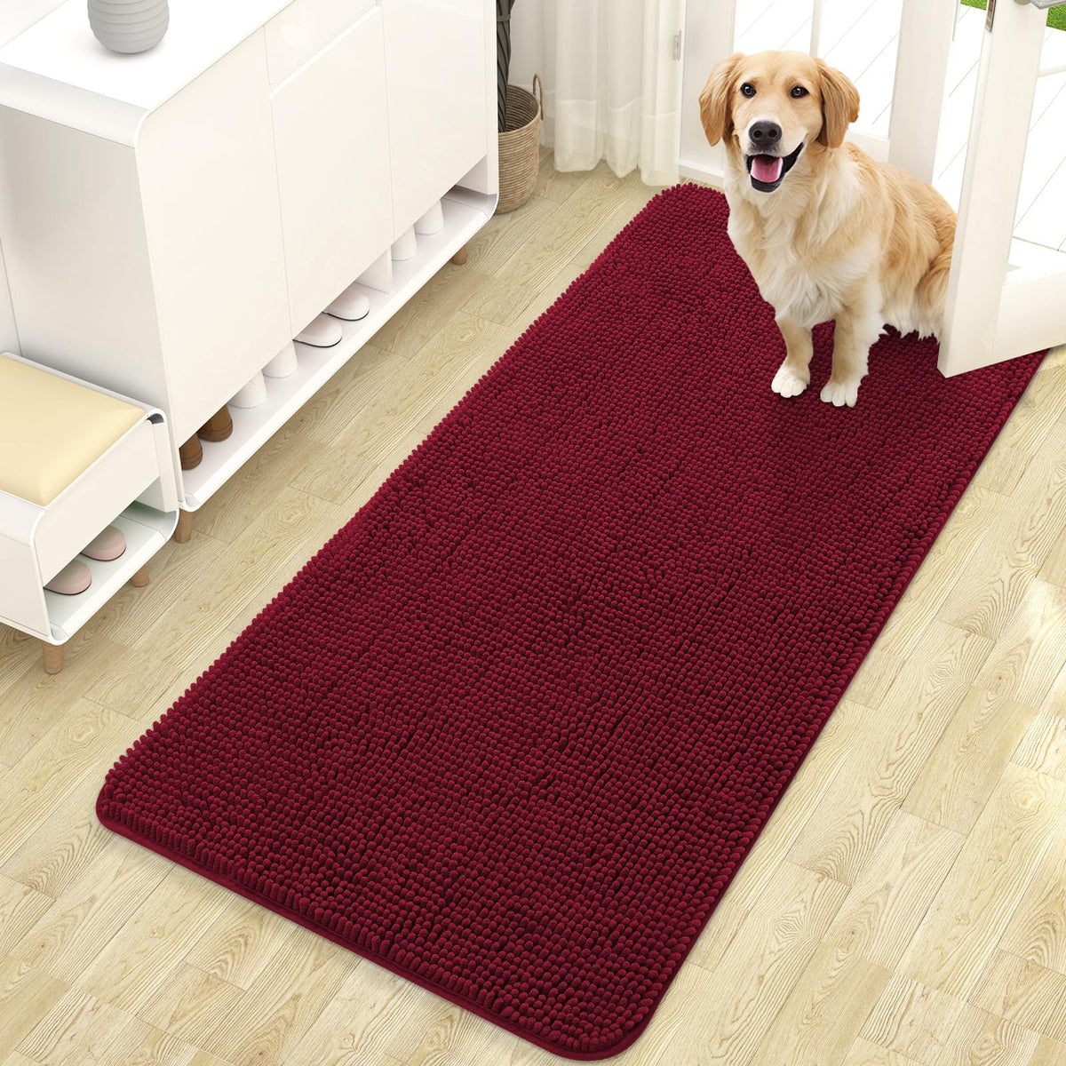 OLANLY Dog Door Mat for Muddy Paws 47x24, Super Absorbent Chenille Mud Mat