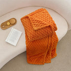BEDELITE Fleece Blanket Twin Size for Bed Couch, 3D Jacquard Decorative Orange Fall Throw, Soft and Cozy Warm Plush Fuzzy Blanket, 60x80Inches