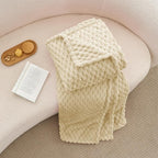 BEDELITE Fleece Throw Blanket for Couch & Bed - 3D Jacquard Decorative Beige Blanket, Super Soft and Cozy Warm Fuzzy Blanket All Seasons Suitable, 50x60Inches