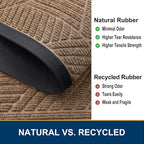 Smiry Half Circle Front Door Mat Outside Entrance, Heavy Duty Sturdy Natural Rubber Doormat, Trap Dirt and Moisture, Low Profile Mats for Indoor Outdoor Entry, Irregular Triangle (29.5x17, Coffee)