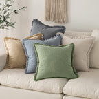 MIULEE Linen Fringe Decorative Euro Throw Pillow Covers Sage Green 24x24