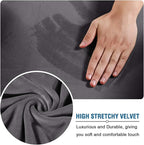 H.VERSAILTEX Rich Velvet Stretch 2 Piece Cover Chair Slipcover Sofa Cover Furniture Protector Couch Soft with Elastic Bottom Chair Couch Cover with Arms Width Up to 49 Inch(Chair,Grey)