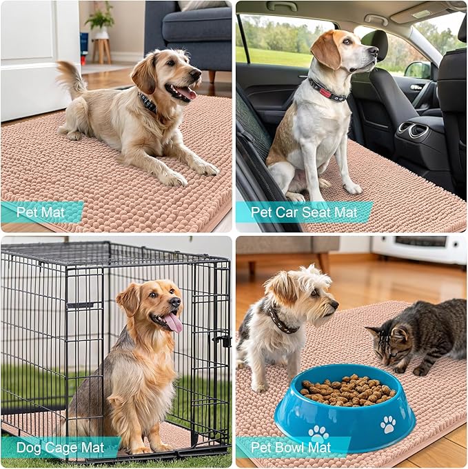 OLANLY Dog Door Mat for Muddy Paws 70x32, Super Absorbent Chenille Mud Mat