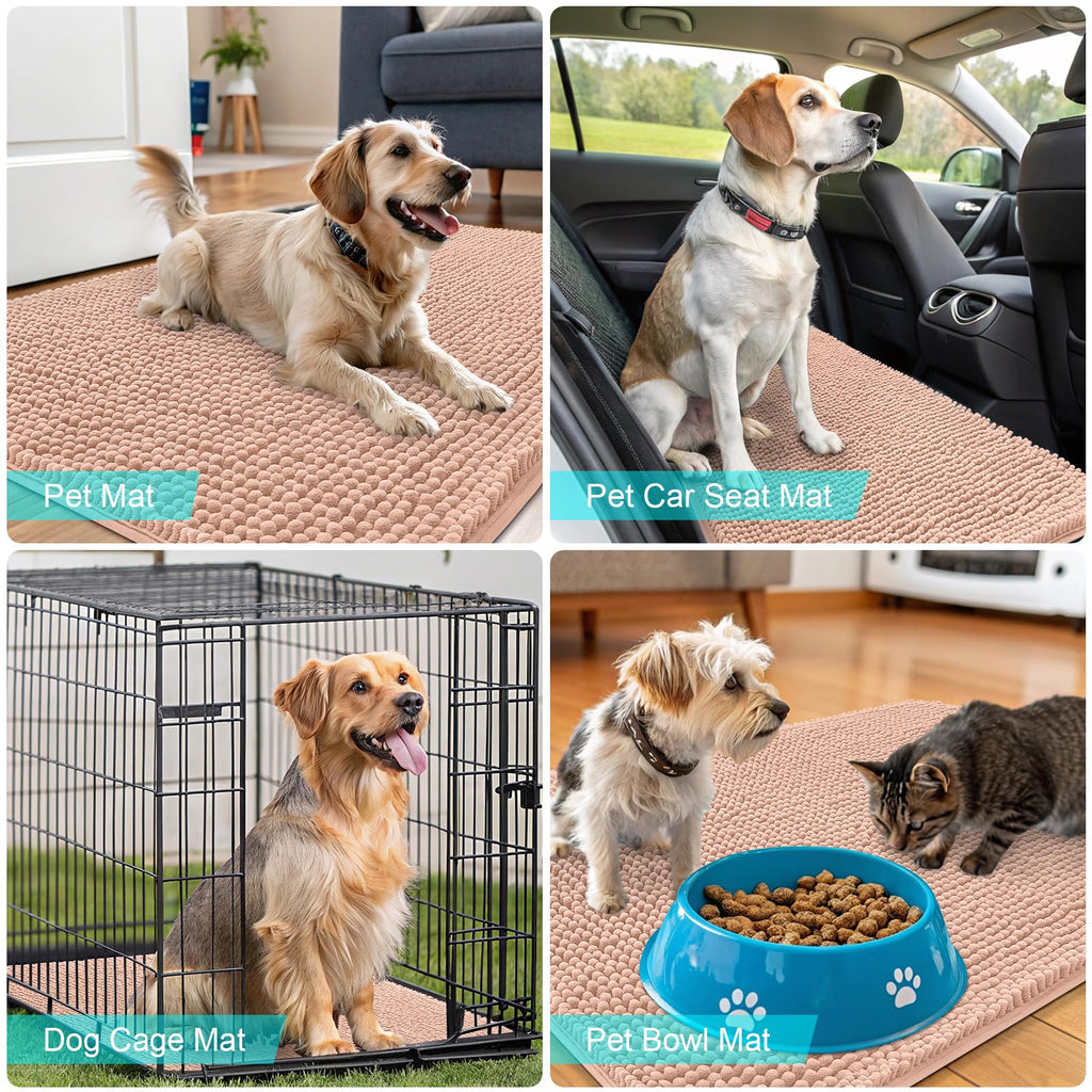 OLANLY Dog Door Mat for Muddy Paws 54x24, Super Absorbent Chenille Mud Mat