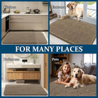 OLANLY Dog Door Mat for Muddy Paws 47x32, Absorbs Moisture and Dirt, Absorbent Non-Slip Washable Doormat, Quick Dry Chenille Mud Mat for Dogs, Entry Indoor Entryway Carpet for Inside Floor, Tan