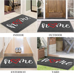 BeneathYourFeet Door Mat, Welcome Mat Low Profile Floor Mat Front Doormat Indoor and Outdoor Doormat Non Slip Rugs for Entryway, Patio, High Traffic Areas (30"x17.5", Grey-Home)