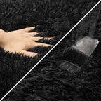 3x10 Bedside Area Rugs for Bedroom Soft Fluffy Shag Black Rug for Hallway Non-Slip Fuzzy Plush Living Room Rug Indoor Floor Carpet for Kids Rooms Dorm Nursery Modern Home Aesthetic Decor