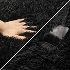 2x5 Bedside Area Rugs for Bedroom Soft Fluffy Shag Black Rug for Hallway Non-Slip Fuzzy Plush Living Room Rug Indoor Floor Carpet for Kids Rooms Dorm Nursery Modern Home Aesthetic Decor