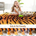 AROGAN Premium Tiger Print Rug 6.2x7 Feet, Machine Washable Faux Fur Rug, Non-Slip Animal Print Hide Tiger Skin Area Rug for Bedroom Living Room Home Decor