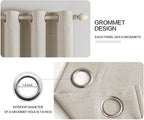 MIULEE 100% Blackout Linen Curtains for Bedroom Thermal Insulated Cobblestone Grommet Room Darkening Curtains & Drapes for Living Room Nursery 52 x 96 Inch (2 Panels)