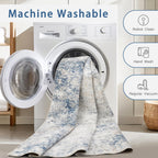 8x10 Washable Area Rugs for Living Room,Bedroom,Dining Room- Blue Beige