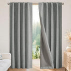 Joydeco Blackout Curtains for Bedroom - 96 Inch Long 100% Light Blocking 2 Panels Light Grey Drapes, Thermal Insulated Room Darkening Curtains, Linen Textured for Living Room, Rod Pocket & Back Tabs