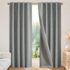 Joydeco Blackout Curtains for Bedroom - 63 Inch Long 100% Light Blocking 2 Panels Light Grey Drapes, Thermal Insulated Room Darkening Curtains, Linen Textured for Living Room, Rod Pocket & Back Tabs