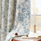 jinchan Floral Linen Blackout Curtains for Bedroom 63 Inches Long