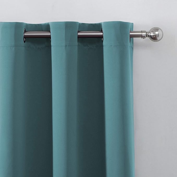 LEMOMO Sea Teal Thermal Blackout Curtains/38 x 84 Inch/Set of 2 Panels Room Darkening Curtains for Bedroom