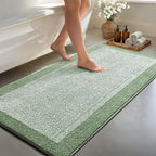 70x24 Long Bathroom Rugs Washable Non Slip, Green Bath Mat for Bathroom Floor Tub, Soft Absorbent Quick Dry Mats for Shower, Bathtub,Home Decor