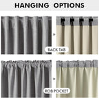 MIULEE 100% Blackout Linen Curtains for Bedroom, Glacier Gray Solid Luxury Decor Thermal Insulation Room Darkening Drapes for Living Room Nursery Back Tab Rod Pocket 42 x 72 Inches, 2 Panels