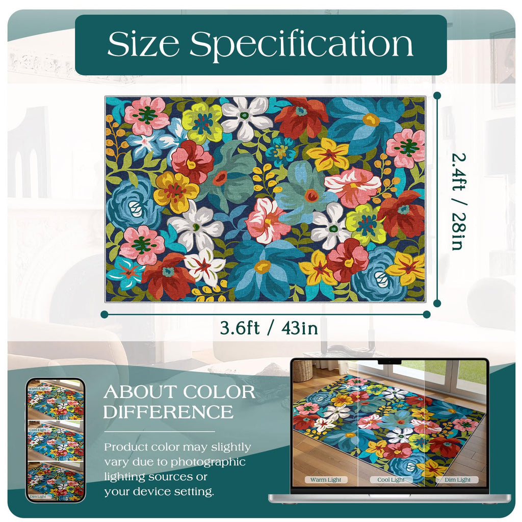 Othilic Floral Outdoor Rug - 28"x43" Front Door Mat Indoor Outside Entrance