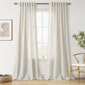 Nanspring Mousse White Curtains 90 Inches Long for Living Room Linen Light Filtering Semi Sheer Curtain Back Tab Rod Pocket Simple Modern Elegant Coastal Decor Drapes for Bedroom 52x90, 2 Panels