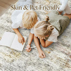 Washable Area Rug 8x10, Large Soft Abstract Rugs for Living Room Vintage 8x10 Area Rugs for Bedroom Dining Room Non-Slip Stain Resistant Under Table Gray Rust Rug