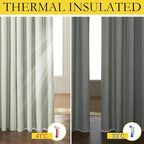 NICETOWN Full Blackout Sage Green Linen Curtains 102 inches Length with Thermal Insulated Liners for Living Room, 2 Panels, 52 inches W, Farmhouse Style Keep Warm Large Window Draperies for Hall