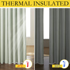 NICETOWN Sage Green High-End Thermal Flax Linen Curtains, 62" Wide Per Panel, Set of 2, Full Blackout Privacy Drapes 72" Long for Dining Room, Soundproof Window Treatment Panels for Hall Room