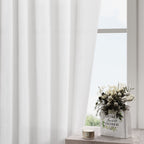 White Semi Sheer Linen Curtains 72 inch Length for Living Room Back Tab Rod Pocket Modern Farmhouse Coastal Decor Off White Cotton Textured Gauze Curtains 72 inches Long for Dining Room Office