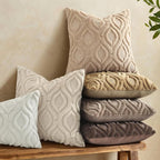 decorUhome Throw Pillow Covers 26x26 Inch Set of 2, Soft Plush Faux Wool Light Khaki Solid Couch Pillow Covers, Accent Euro Sham Farmhouse Neutral Square Pillow Cases for Sofa Bed Living Room