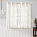 Beige White Kitchen Cafe Sheer Curtains 54 Inch Long 2 Panel Back Tab Linen Textured Light Filtering Short Neutral Bohemian Farmhouse Bedroom Bathroom Curtains 52Wx54L