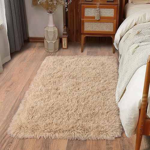 Ailyei Fluffy Shag Runner Rugs for Bedroom Hallways, 2x8 Grey Long Soft Throw Area Rug Non Slip for Bedside Dorm, Shaggy Furry Carpet for Nursery Living Room Home Decor — 2' x 3' (2 pcs)