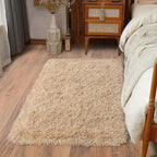 Soft Runner Rugs for Bedroom Hallways, 2x3 Beige Fluffy Shag Throw Area Rug for Bedside Dorm, Long Shaggy Furry Carpet for Nursery Living Room New Upgraded Non-Slip Bottom