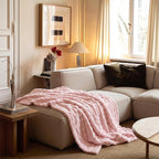 Bedsure 3D Fleece Bubble Blanket for Couch - GentleSoft Pink Throw Blanket for Sofa Bed Room Decor - Luxury Soft Cozy Gifts for Women Girls, Lightweight, All Seasons, Pink, 50"×60"